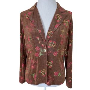 VINTAGE Citiknits Brown Floral Shirt Size S